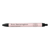 Noir Stylo personnalisé au nom de l'employé avec logo | (Devant)
