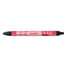 Stylo personnalisé avec encre et patch rose et rou