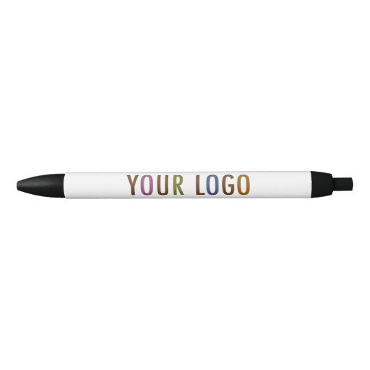 Noir Stylo personnalisé en plastique avec logo d'entrep (Devant)