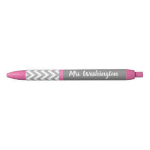 Noir Stylo personnalisé pour enseignant gris rose cadea