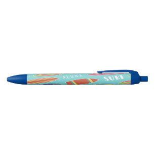 Noir Stylo Planche de Surf Bleue