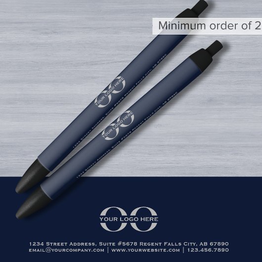 Noir Stylo promotionnel bleu marine avec logo