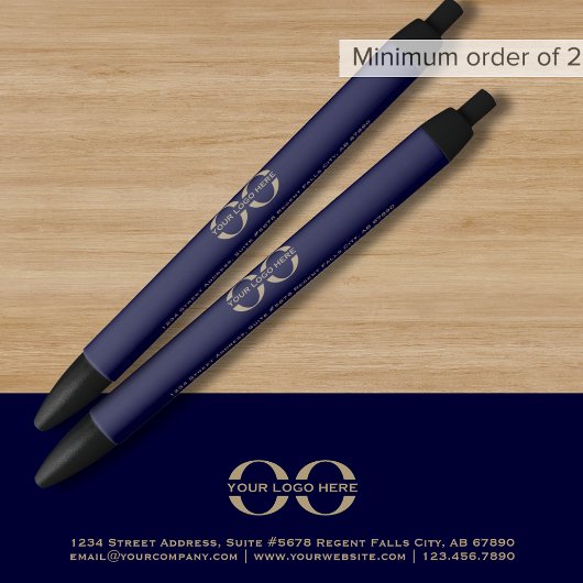 Noir Stylo promotionnel bleu marine avec logo
