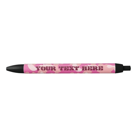 Noir Stylo rose de Camo - ajoutez votre texte (Devant)