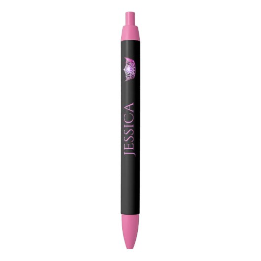 Noir Stylo rose fait sur commande d'encre de couronne (devant Vertical)