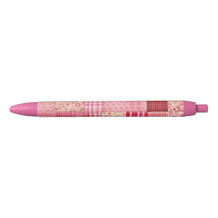 Noir Stylo rose plaid, peut être personnalisé
