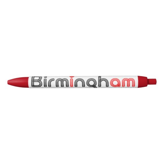 Noir Stylo rouge de coeur de Birmingham (Devant)