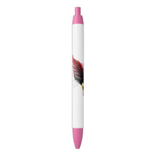 Noir Stylo rouge en plumes avec nib or