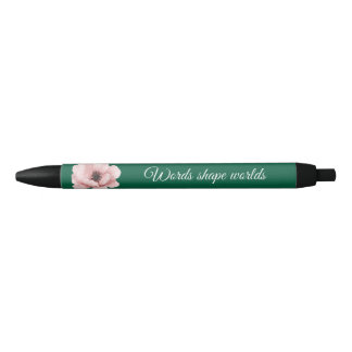 Noir Stylo Vert Élégant Avec Fleur Rose