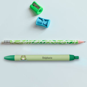 Noir Stylo vert grenouille mignonne