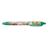 Noir Stylo vintage à couvercle vert personnalisé (Bas)