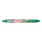Noir Stylo vintage à couvercle vert personnalisé (Dos)