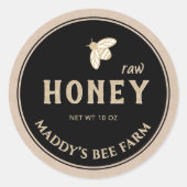 Noir sur Kraft HONEY étiquette avec abeille (Devant)