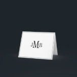 Noir sur le Carte de remerciements plié Monogramme<br><div class="desc">Initiales noires simples et classiques sur carte de remerciements pliée blanche (blanc blanc à l'intérieur) Idéal pour la correspondance d'affaires.</div>