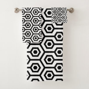 Noir sur le Motif géométrique octogone blanc