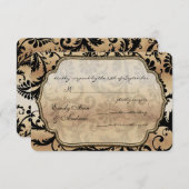 Noir sur or Damask Fils mariage RSVP (Devant / Derrière)