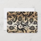 Noir sur or Damask Fils mariage RSVP (Dos)