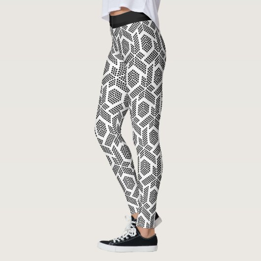 Noir sur points blancs leggings motifs géométrique (Gauche)