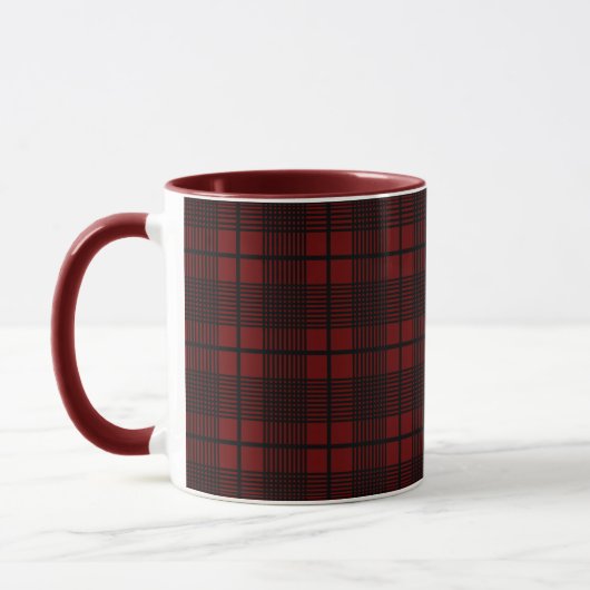 Noir sur rouge foncé Plaid Motif Glen Coffee Mug (Gauche)