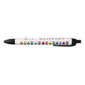 Noir Teacher Cute Couleur Crayon Monogramme Stylo (Bas)