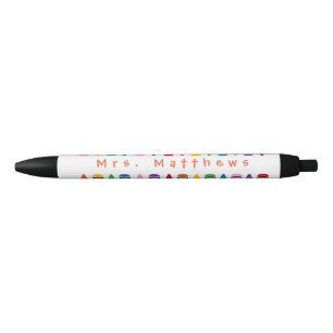 Noir Teacher Cute Couleur Crayon Monogramme Stylo orang