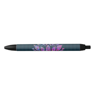 Noir Teal tranquille et stylo de fleur de Lotus