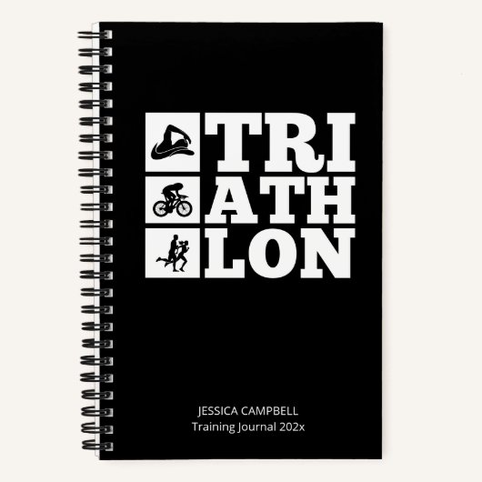 Noir ・ Triathlon Journal d'entraînement et motivat (Recto)