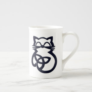 Noir Trinity Knot Celtic Cat Bone Chine Mug