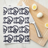 Noir Trinity Knot Celtic Chat Serviette de cuisine (Quart Plié)
