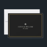 Noir Tropical Peacock Palm Wedding RSVP<br><div class="desc">Complétez votre suite mariage avec ces élégantes Cartes RSVP Black Tropical Peacock Palm, avec une bordure d'or raffinée, des détails de palme et une typographie intemporelle. Conçues pour coordonner avec les invitations, les cartes de remerciement et les scellés d'enveloppe, ces cartes RSVP facilitent la réponse de vos invités en style....</div>