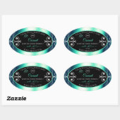 Noir Turquoise Étiquettes Diamants Coeurs et logo (Feuille)