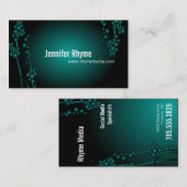 Noir turquoise moderne de carte de visite (Devant / Derrière)