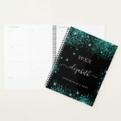 Noir turquoise monogramme vert initiales 2025 (Devant avec enveloppe)