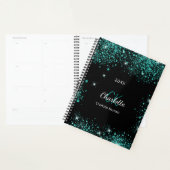 Noir turquoise parties scintillant vert monogramme (Devant avec enveloppe)