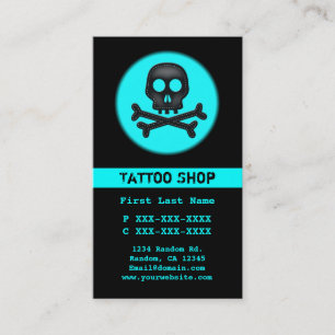 Noir turquoise tatouage crâne cartes de visite per