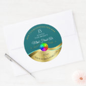 Noir Turquoise Wavy Gold Logo Monogramme Étiquette (Enveloppe)