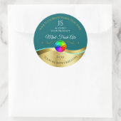 Noir Turquoise Wavy Gold Logo Monogramme Étiquette (Sac)