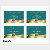 Noir Turquoise Wavy Gold Logo Monogramme Étiquette (Feuille)