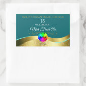 Noir Turquoise Wavy Gold Logo Monogramme Étiquette (Sac)