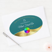 Noir Turquoise Wavy Gold Logo Monogramme Étiquette (Enveloppe)