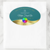 Noir Turquoise Wavy Gold Logo Monogramme Étiquette (Sac)