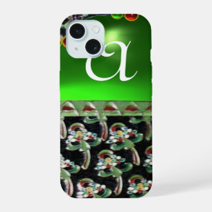NOIR VERT ART NOUVEAU GEMME MONOGRAMME Émeraude