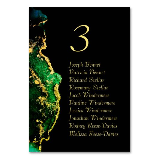 Noir Vert Bronze Mariage Réception Numéro de table (Par défaut)