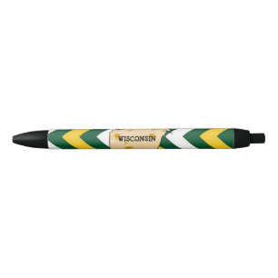 Noir Vert et or de stylo du Wisconsin Cheesehead
