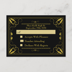 Noir vintage âge doré mariage RSVP