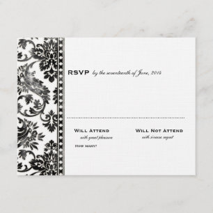Noir Vintage Damask Lace Wedding RSVP