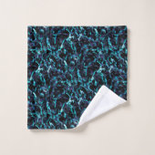 Noir Violet & Bleu Aqua Électrique Choquant (Gant de toilette)