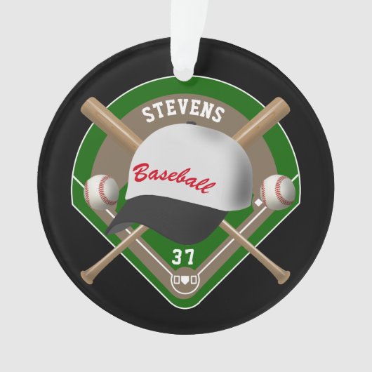 Noir| White Baseball Diamond Player Nom du lecteur (devant)