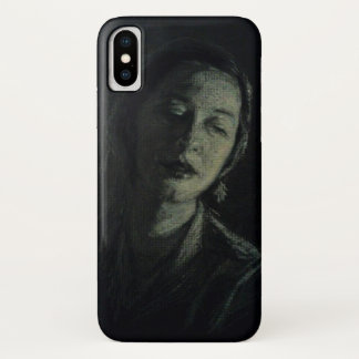 Noir White Charcoal Woman op Black iPhone Case