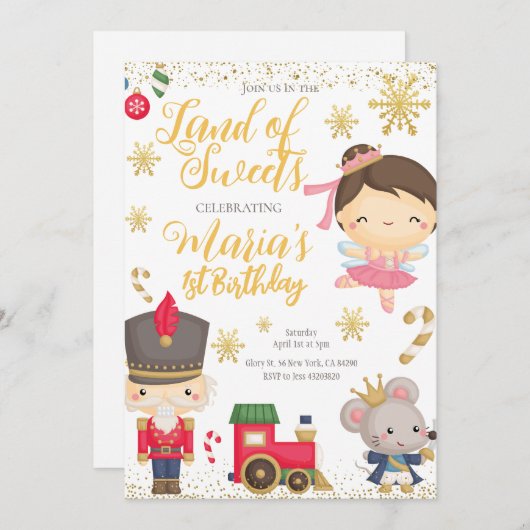 Noisette d'or Pays des douceurs Invitation d'anniv (Devant / Derrière)
